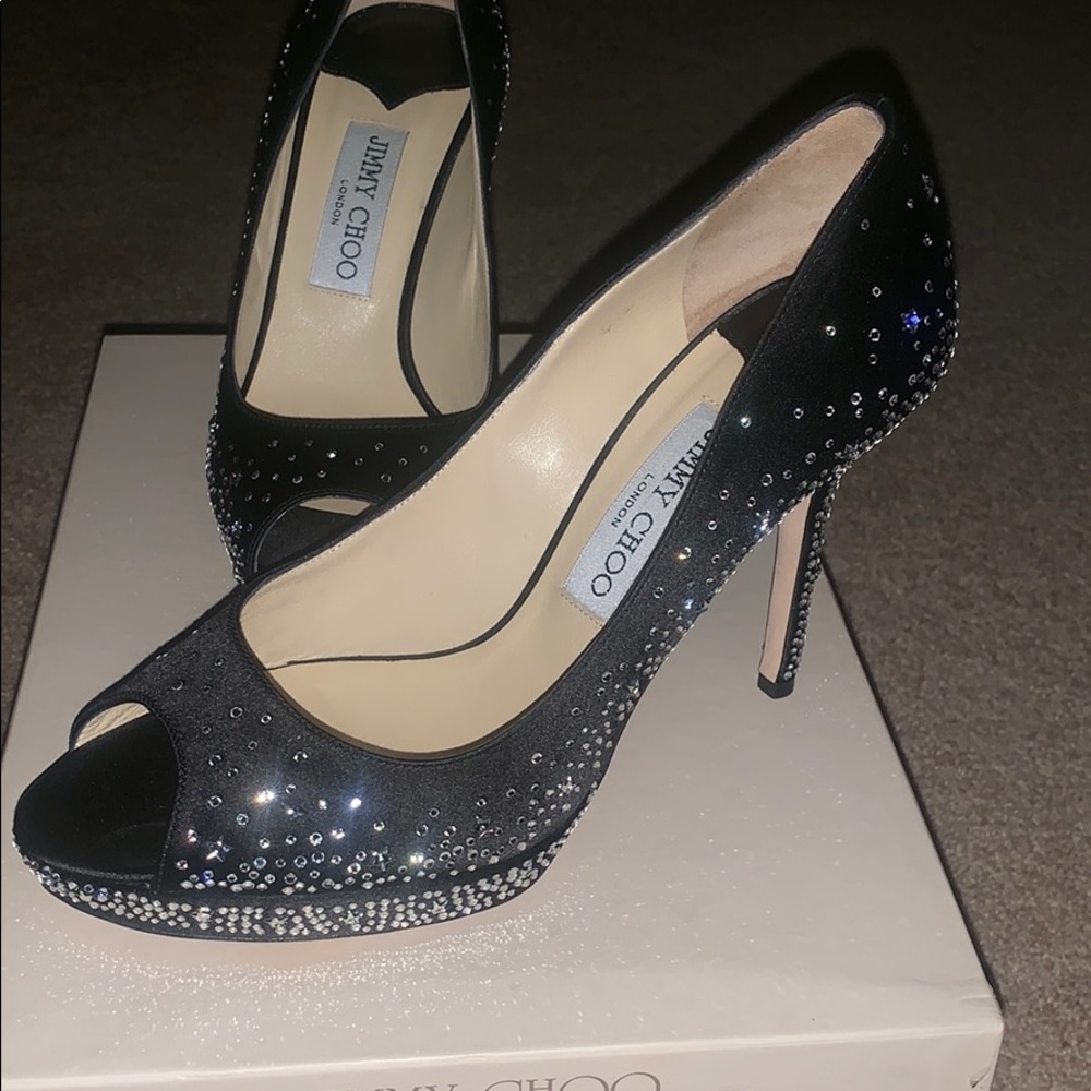 JIMMY Choo London Satin Hotflix black NIB - Picture 2 of 16